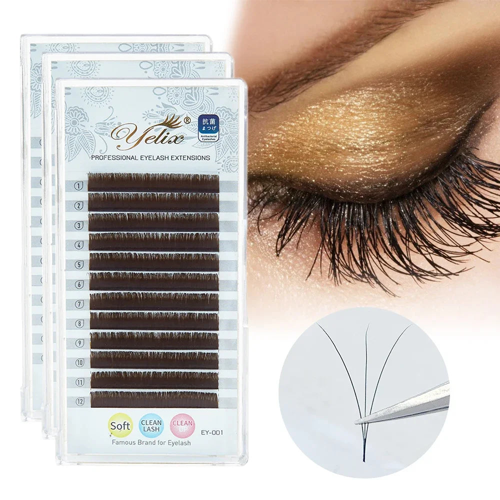 Yelix Camellia – Cils Easy Fan Brun Naturel, Volume Russe - Blinksy